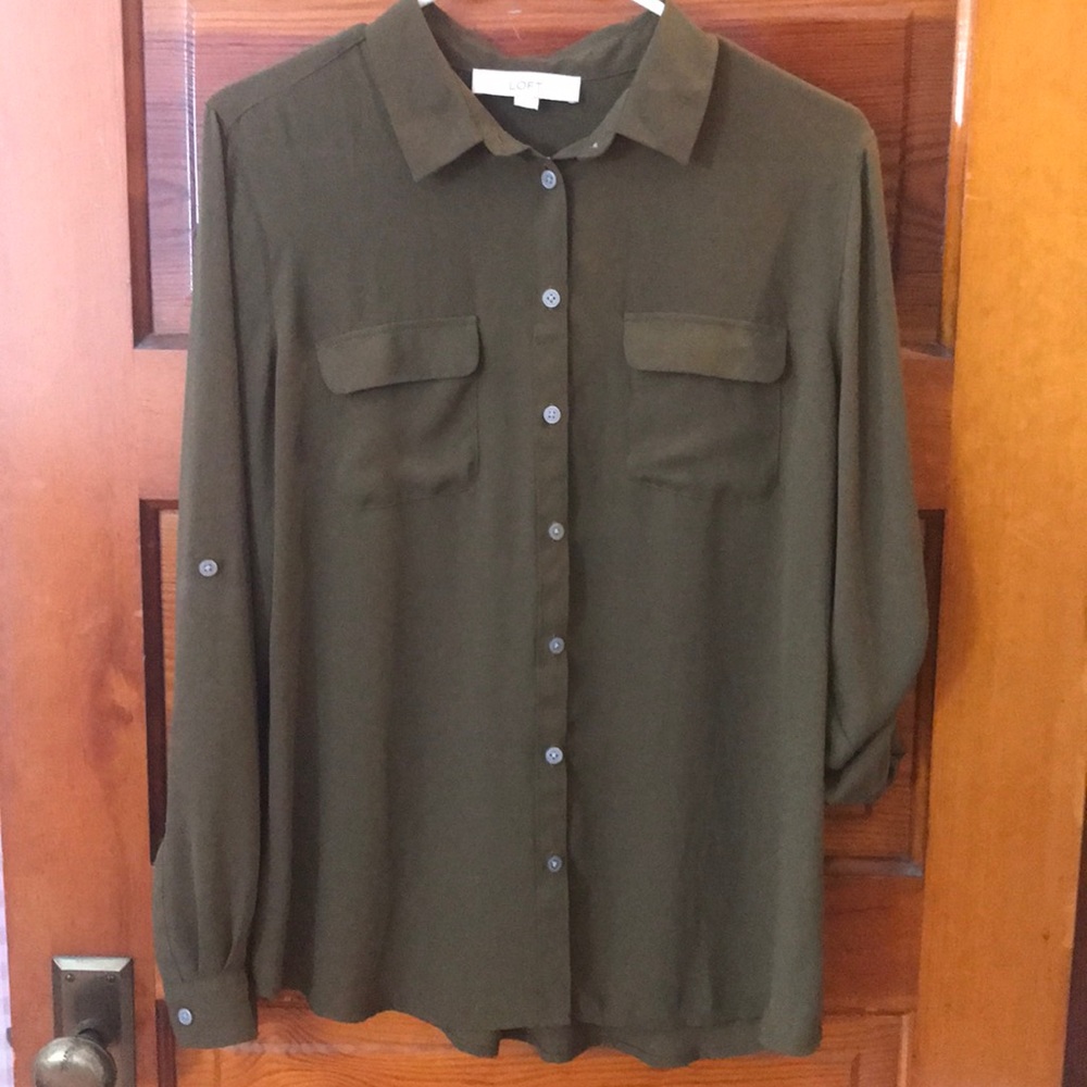 LOFT roll tab sleeve button down shirt